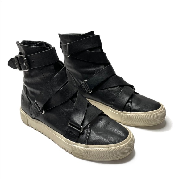 Frye | Gia Moto High Top 8 Black Leather - Picture 6 of 12